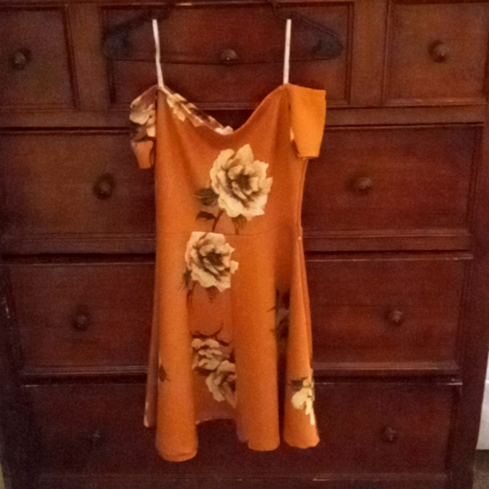 Peachy color white rose dress